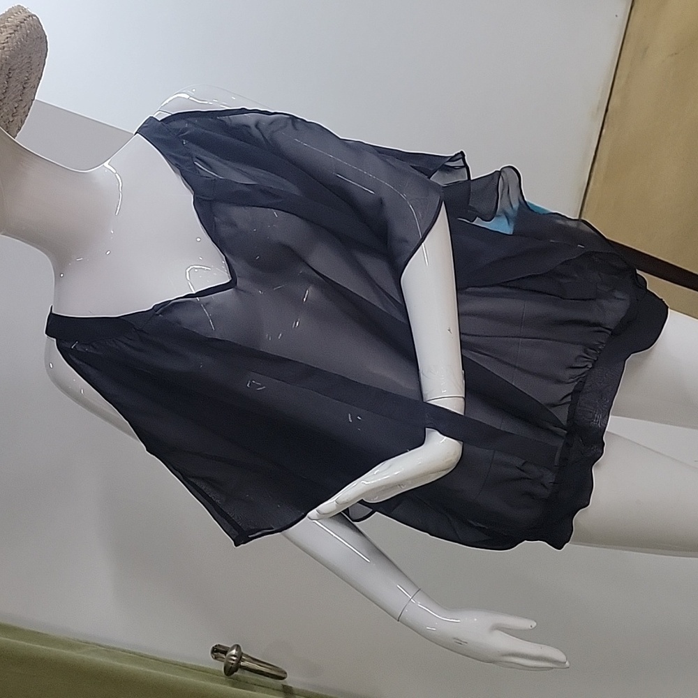 Jennifer Lopez Sheer Cold Shoulder Elastic Hem Lightweight Blouse Size Large